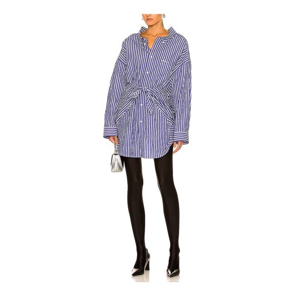 Balenciaga Knotted Blue Cotton Shirt Size 4 - Picture 1 of 6
